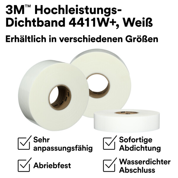 3M Hochleistungs-Dichtband 4411W+, 50 mm x 33 m, wei&szlig;