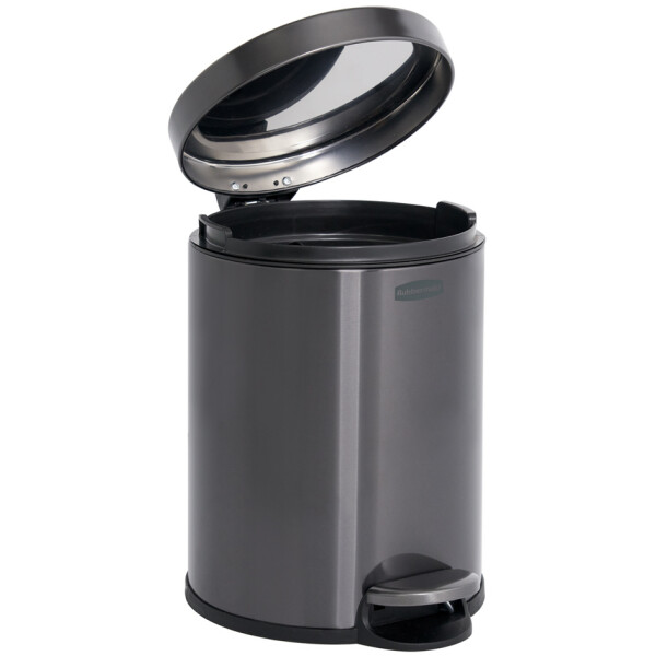 Rubbermaid Tret-Abfalleimer, rund, 6 Liter, dunkelgrau