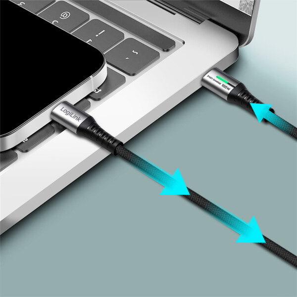 LogiLink USB 3.2 Kabel mit LED, USB-C - USB-C Stecker, 2,0 m