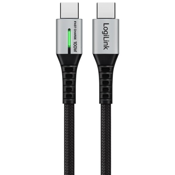 LogiLink USB 2.0 Kabel mit LED, USB-C - USB-C Stecker, 1,0 m