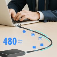 LogiLink USB 2.0 Kabel mit LED, USB-C - USB-C Stecker, 1,0 m