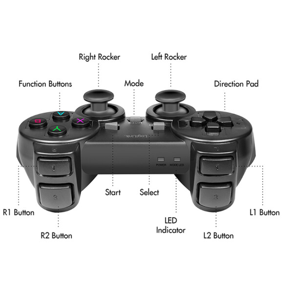 LogiLink Wireless Gaming-Controller, 2,4 GHz, schwarz