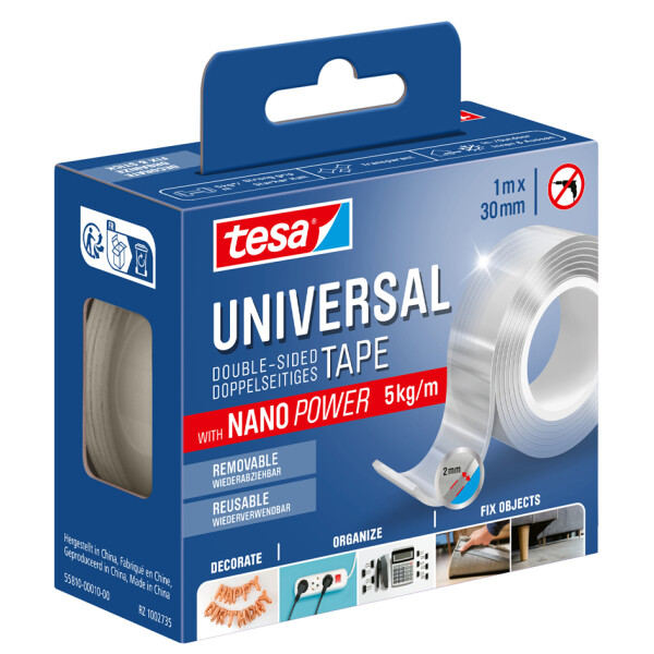 tesa Doppelseitiges Klebeband NANO POWER, 30 mm x 1 m