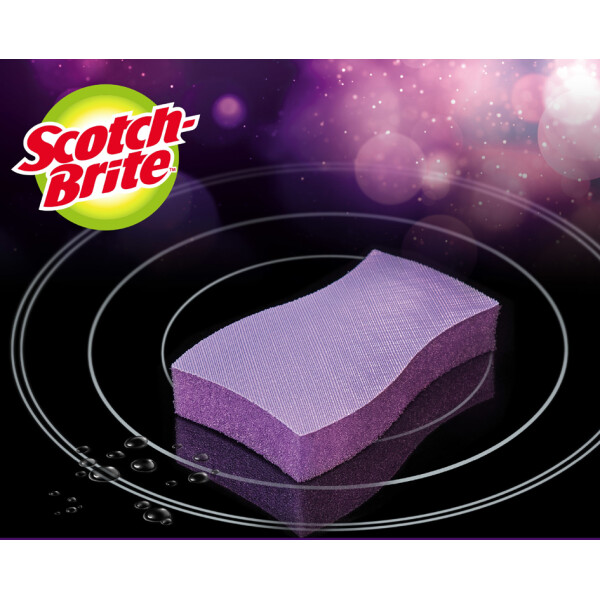 Scotch-Brite Glaskeramik-Reinigungsschwamm, lila, 3er Pack