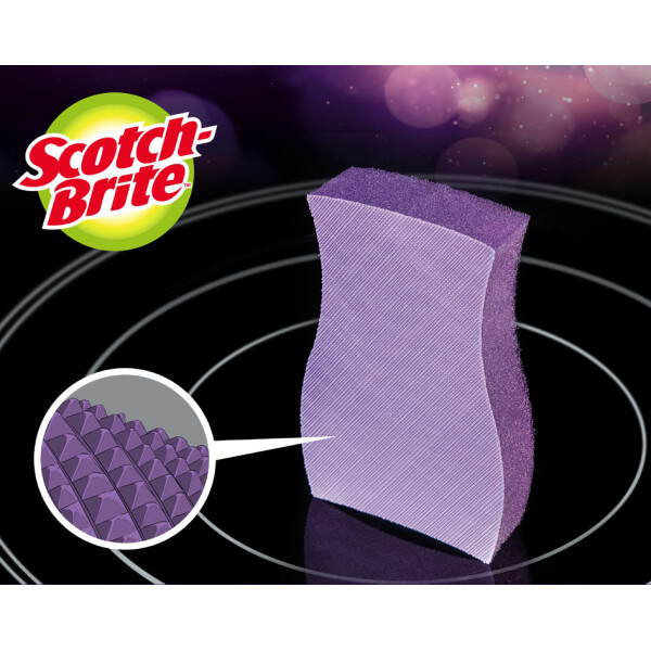 Scotch-Brite Glaskeramik-Reinigungsschwamm, lila, 3er Pack