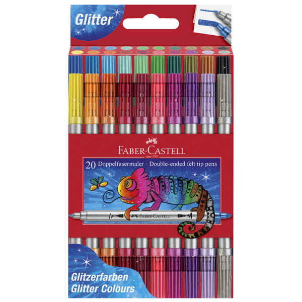 FABER-CASTELL Doppelfasermaler Glitzer, 20er Etui