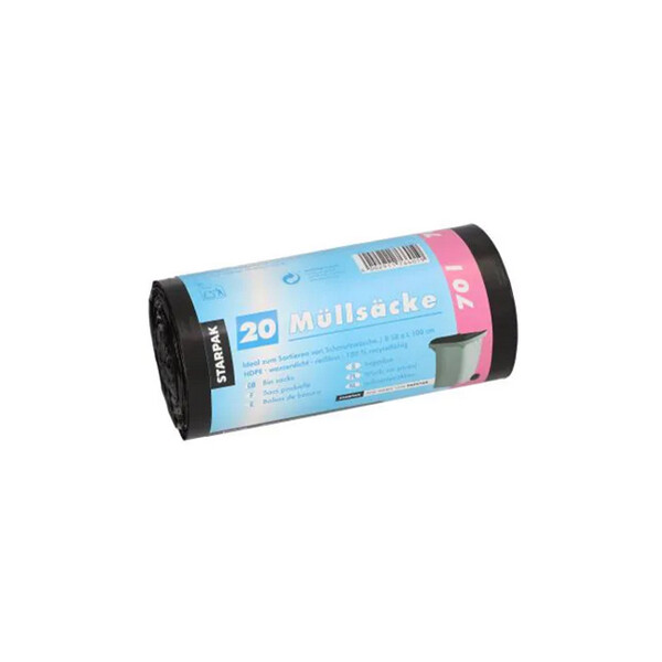 STARPAK M&uuml;lleimerbeutel HDPE, 70 Liter, schwarz