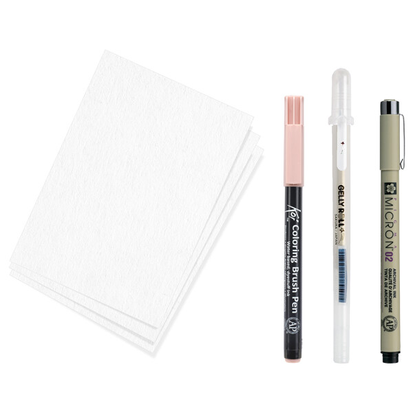 SAKURA Kreativ-Set Kirschbl&uuml;te, 3 Stifte + Papier
