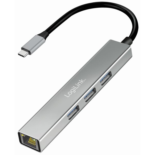 LogiLink USB 3.2 Gen1 Hub, 4 Port, Aluminiumgeh&auml;use