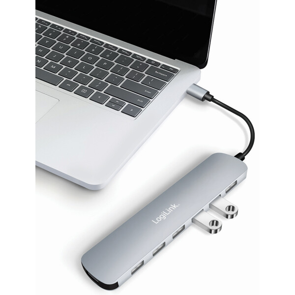 LogiLink USB 3.2 Gen1 Hub, 7-Port, Aluminiumgeh&auml;use