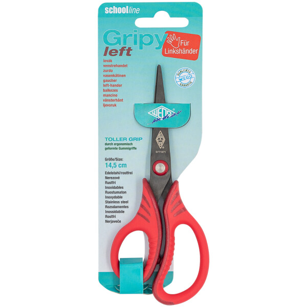 WEDO Bastelschere Gripy left, spitz, 145 mm, rot