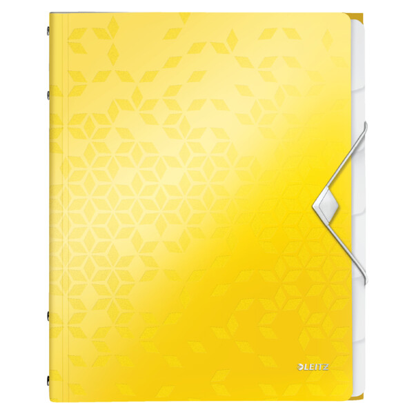 LEITZ Ordnungsmappe WOW, DIN A4, PP, 6 Fächer, weiß-metallic