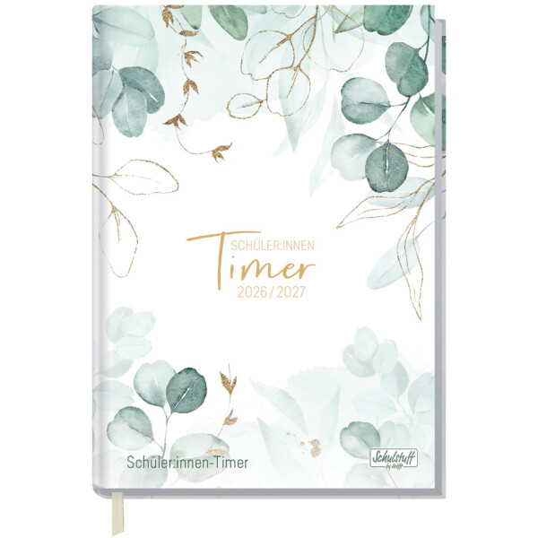 H&auml;fft Schulstuff Sch&uuml;lerkalender "Mint Blattgold", 2026 2027