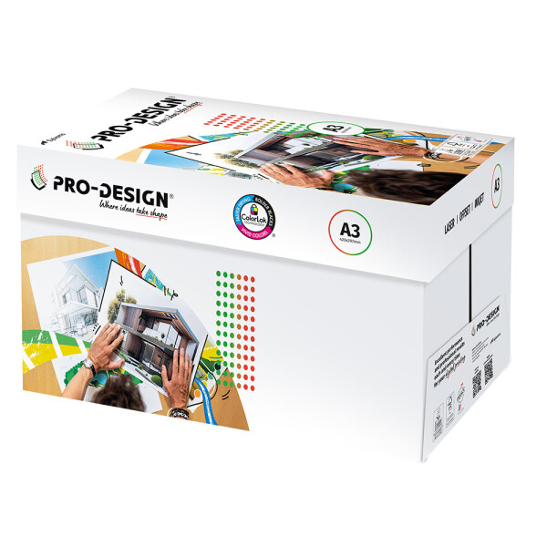 PRO-DESIGN Farblaserpapier hochwei&szlig; A3 90g - 1 Karton (1.500 Blatt)