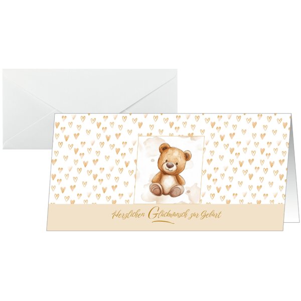 sigel Geburtskarten-Set "Teddy", DIN lang, 10er Set