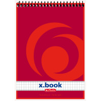 herlitz Spiralnotizblock x.book, DIN A5, 50 Blatt, kariert