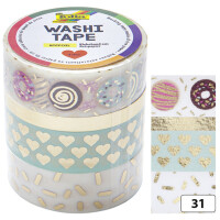 folia Deko-Klebeband Washi-Tape HOTFOIL GOLD, 4er Set