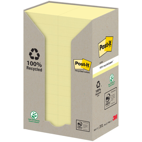 Post-it Haftnotizen Recycling notes, 51 x 38 mm, gelb