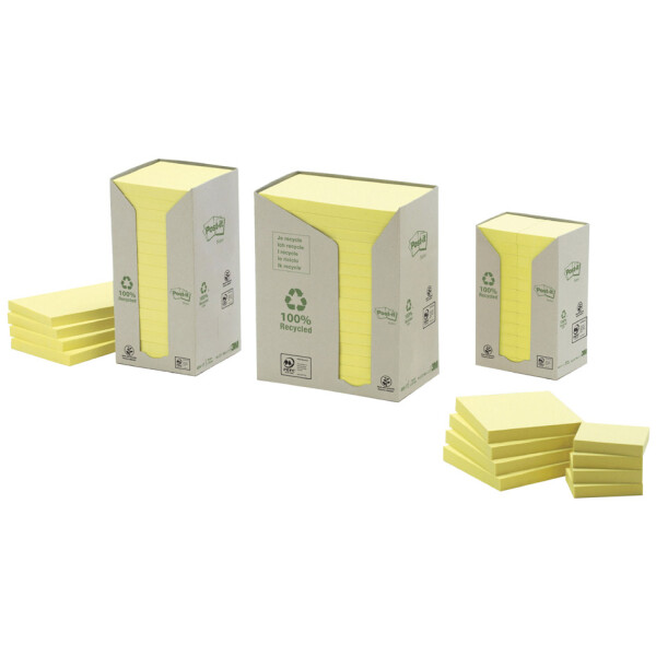 Post-it Haftnotizen Recycling notes, 51 x 38 mm, gelb