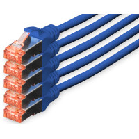 DIGITUS Patchkabel Kat. 6, S FTP, 10,0 m, blau, 5er