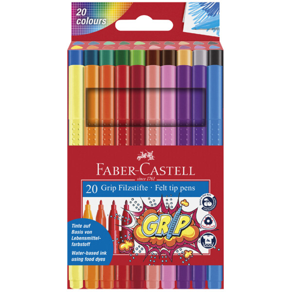 FABER-CASTELL Fasermaler GRIP, 20er Etui