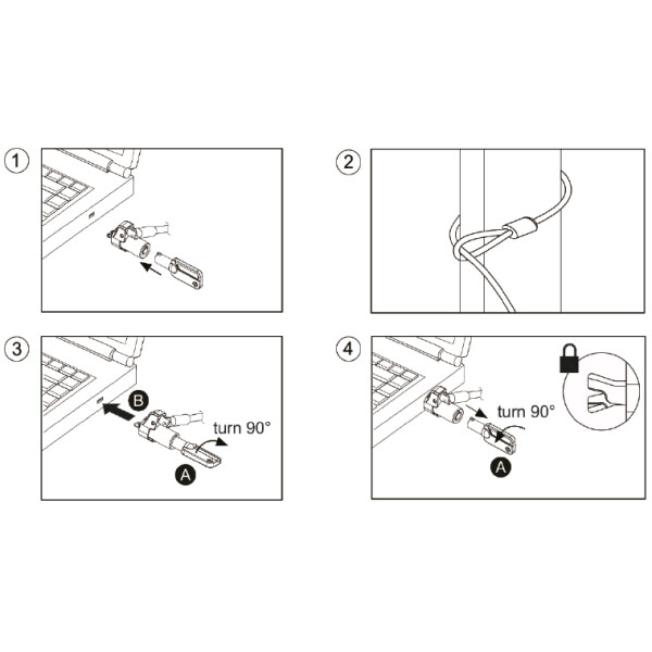 LogiLink Noble-Lock-Notebookschloss, mit 2 Schlüsseln