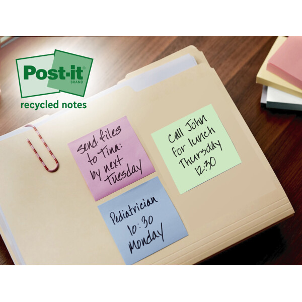 Post-it Haftnotizen Recycling notes, 51 x 38 mm, mehrfarbig