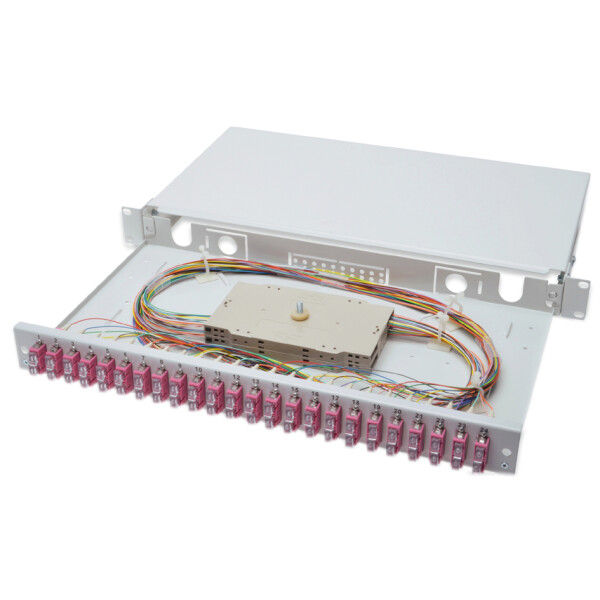 DIGITUS 19" Glasfaser LWL Spleißbox, OM4, bestückt, 24 x SC