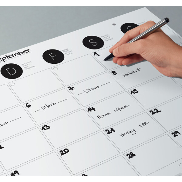 sigel Papier-Schreibunterlage Wandkalender, schwarz-weiß