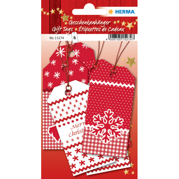 HERMA Weihnachts-Geschenkanhänger 3D, rund, gold