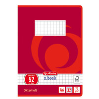 herlitz Oktavheft x.book, DIN A6, kariert, 70 g qm, 32 Blatt