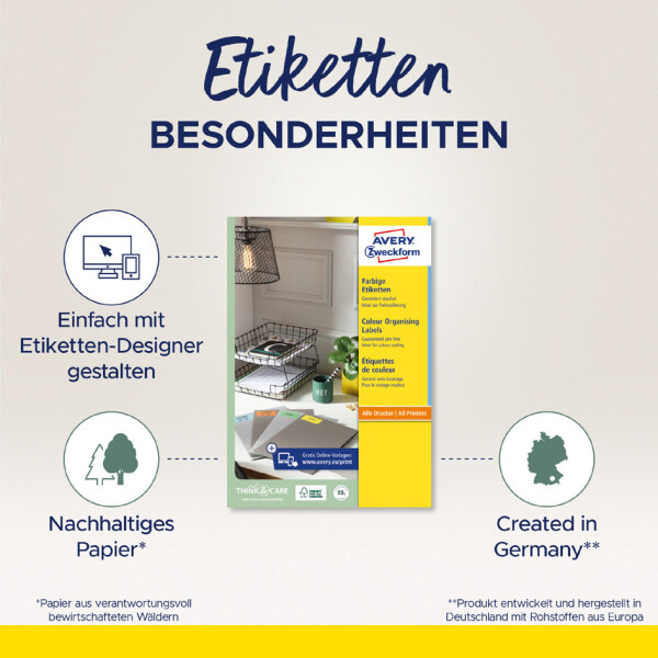 AVERY Zweckform Universal-Etiketten, 210 x 297 mm, rot