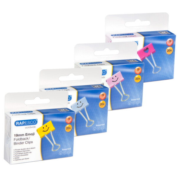 RAPESCO Foldback-Klammer, (B)19 mm, grün, Smile, 80 Stück