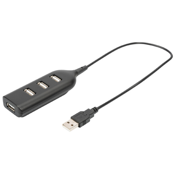 DIGITUS USB 2.0 Hub, 4-Port, Kabell&auml;nge: 300 mm, schwarz