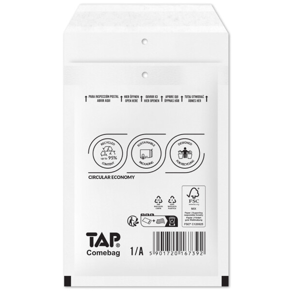 TAP Luftpolster-Versandtaschen COMEBAG, Typ I, weiß, 44 g