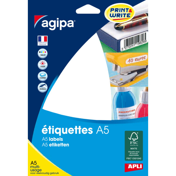 agipa Universal-Etiketten, 12 x 18,3 mm, weiß