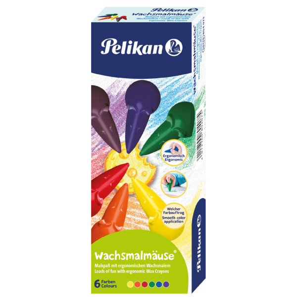 Pelikan Wachsmalmäuse, farbig sortiert, 6er Geschenk-Set