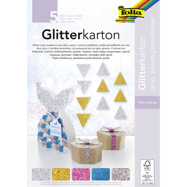 folia Glitterkarton "GROB", 174 x 245 mm, 300 g qm