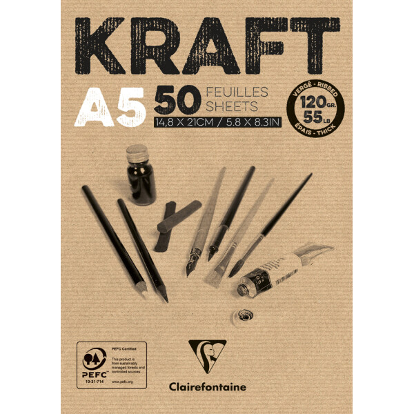 Clairefontaine Zeichenpapierblock "KRAFT", DIN A4, 120 g qm