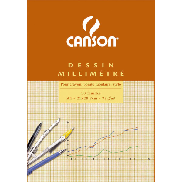 CANSON Millimeterpapier-Block, DIN A4, 90 g qm