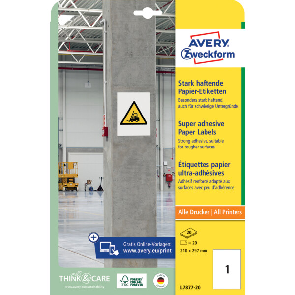 AVERY Zweckform Stark haftende Papier-Etiketten, 105 x 48 mm