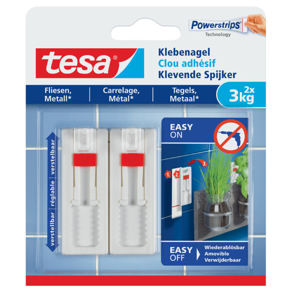 tesa Powerstrips Klebenagel für Fliesen und Metall, 3,0 kg