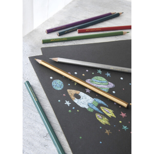 FABER-CASTELL Hexagonal-Buntstifte metallic, 10er Kartonetui