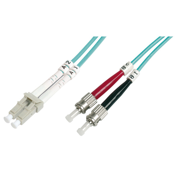 DIGITUS LWL Patchkabel, 2 x ST - LC-Duplex, OM3, 10,0 m