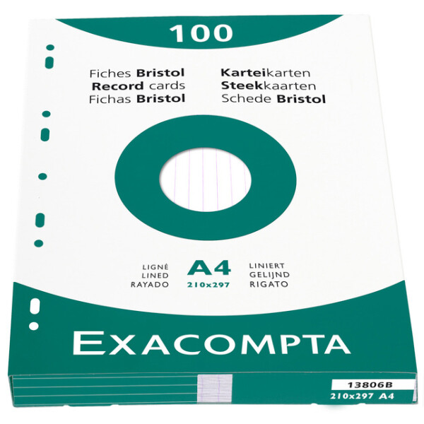 EXACOMPTA Karteikarten, DIN A4, blanko, weiß