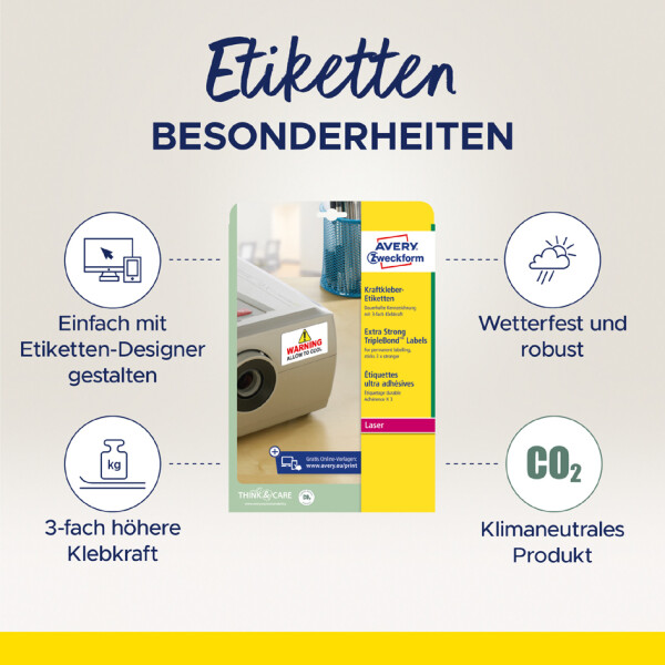 AVERY Zweckform Kraftkleber-Etiketten, 63,5 x 33,9 mm, weiß