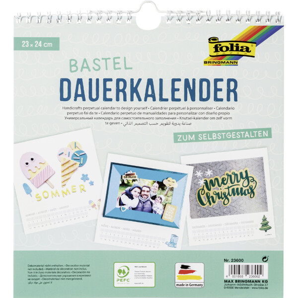 folia Kreativ-Wandkalender, 230 x 240 mm, weiß