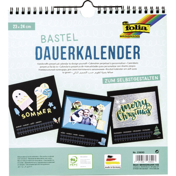 folia Kreativ-Wandkalender, 230 x 240 mm, weiß