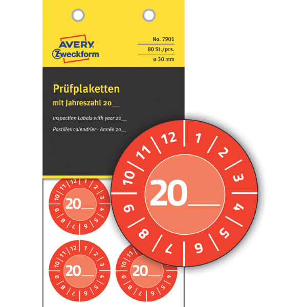 AVERY Zweckform Prüfplaketten zum Selbsteintragen 20XX, gelb
