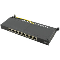 LogiLink Mini Patch Panel Kat.6A, 8 Ports, schwarz, 0,5 HE